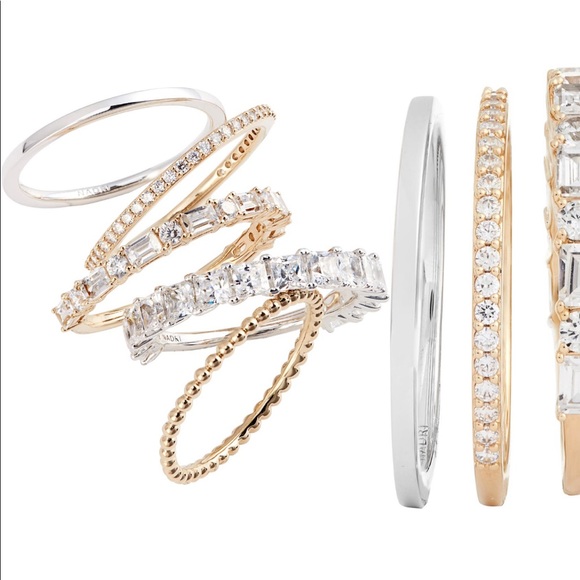 Nadri Set of 5 Stacking Rings, Size 5 - Picture 2 of 5